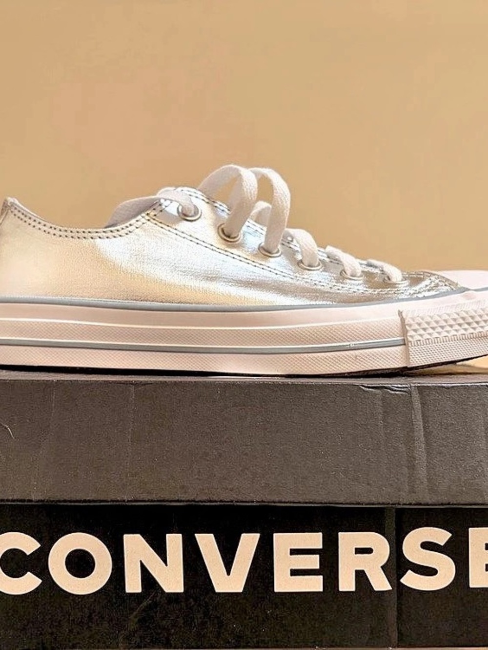 Converse Chuck Taylor All Star Ox Glitter Silver & White Sneakers